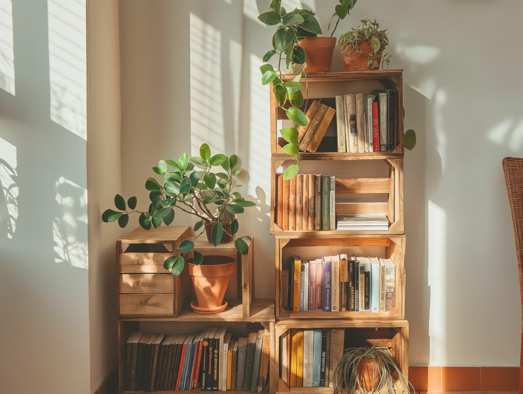upcycling crate bookshelf