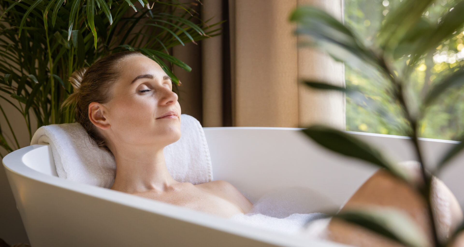 DIY home spa relaxing in tub